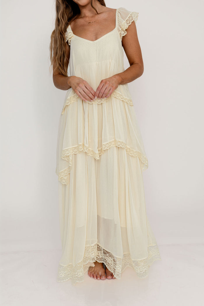Nicola Maxi Dress in Light Beige