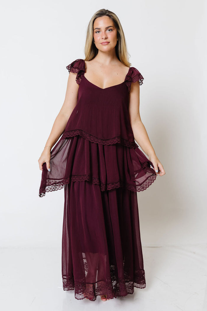 Nicola Maxi Dress in Maroon