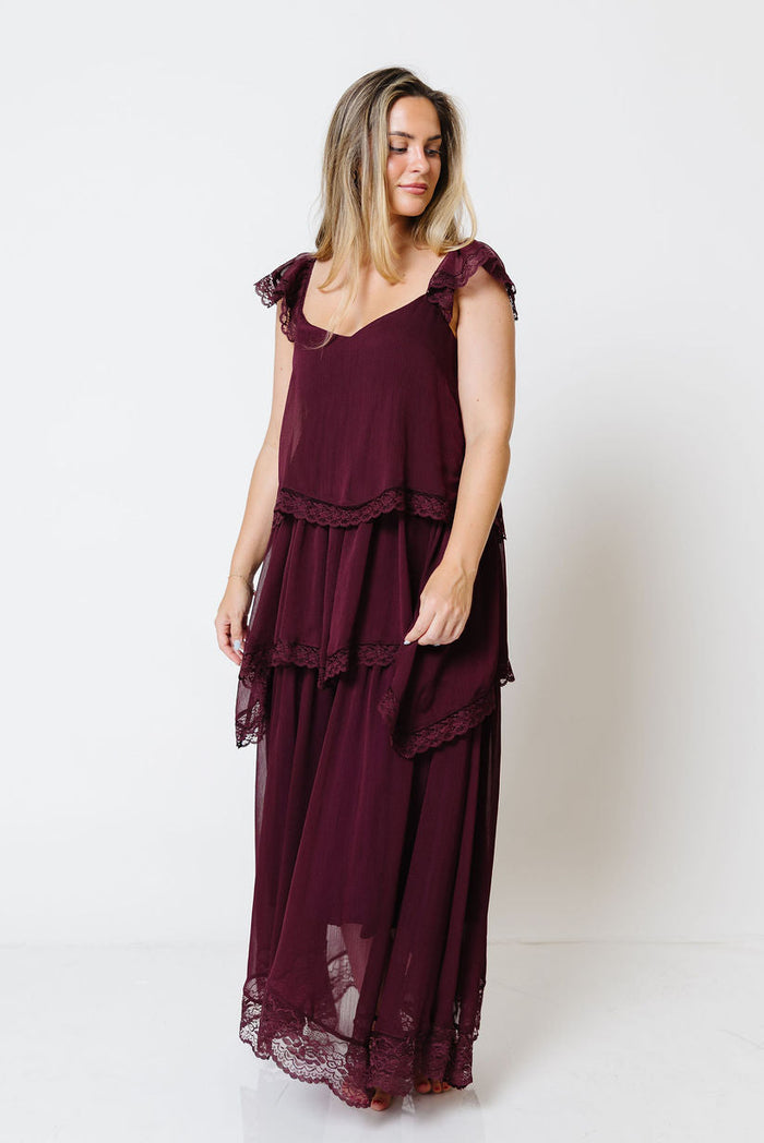Nicola Maxi Dress in Maroon