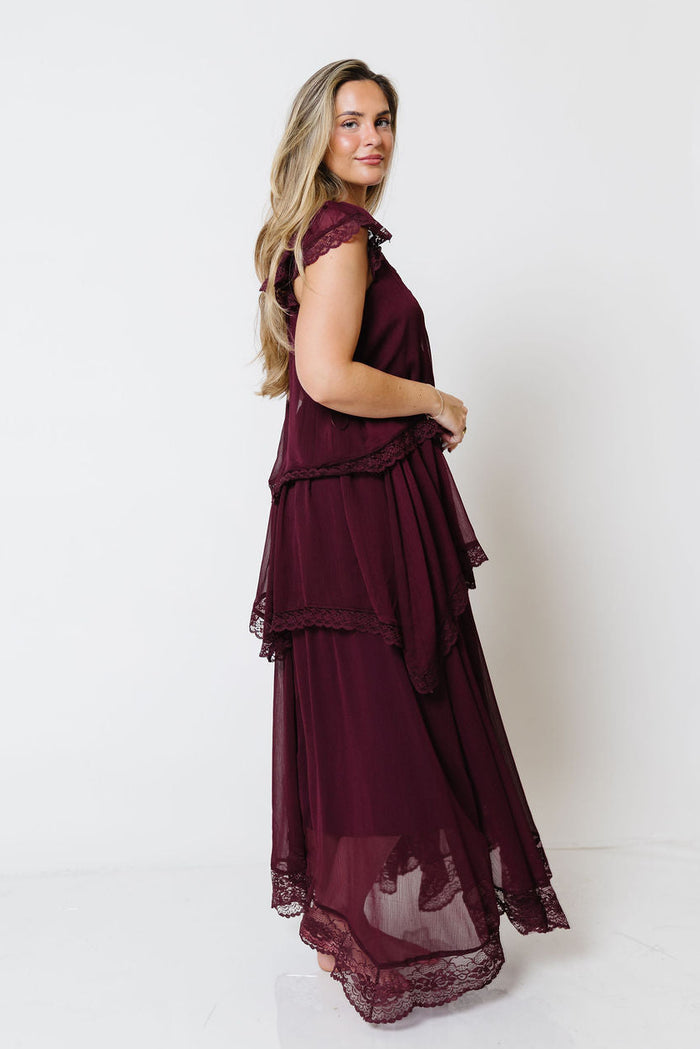 Nicola Maxi Dress in Maroon