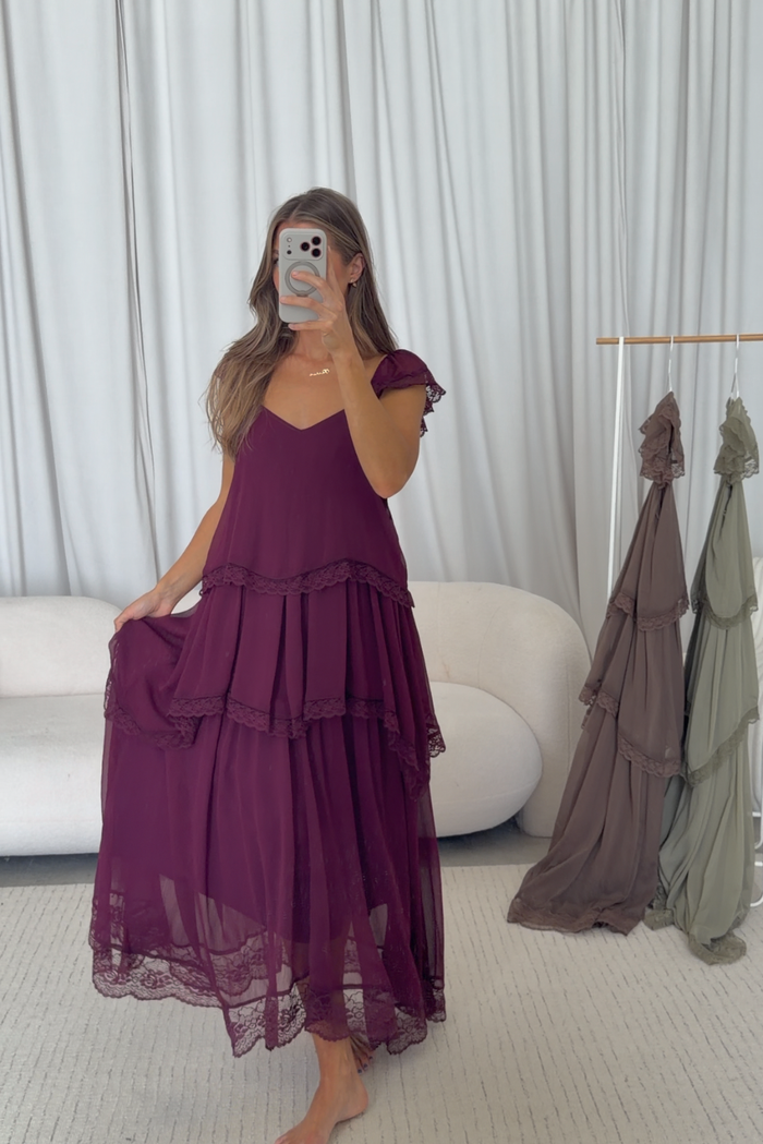 Nicola Maxi Dress in Maroon
