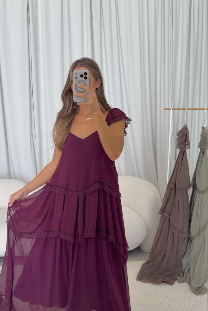 Nicola Maxi Dress in Maroon
