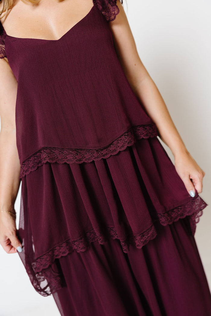 Nicola Maxi Dress in Maroon