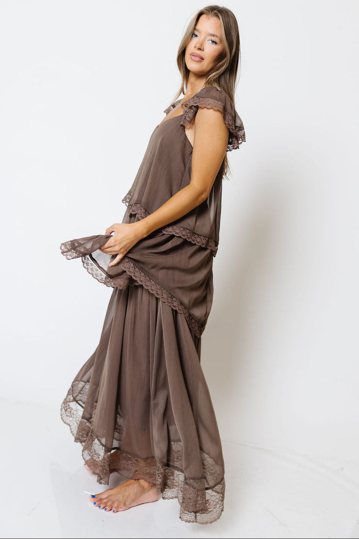 Nicola Maxi Dress in Mocha