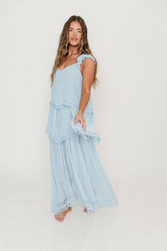Nicola Maxi Dress in Pale Blue