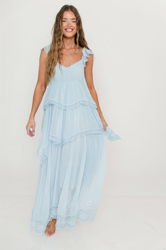 Nicola Maxi Dress in Pale Blue