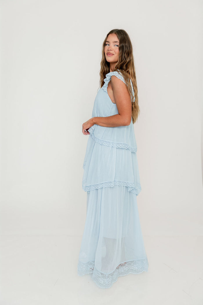 Nicola Maxi Dress in Pale Blue