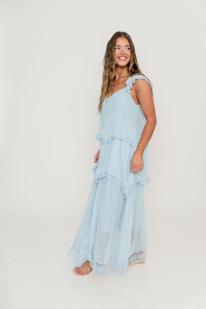 Nicola Maxi Dress in Pale Blue