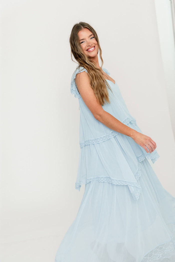 Nicola Maxi Dress in Pale Blue