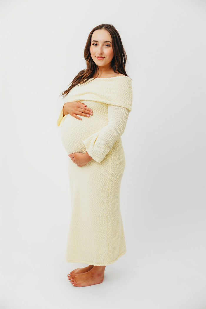 Nora Knit Maxi Dress in Butter Yellow - Bump Friendly