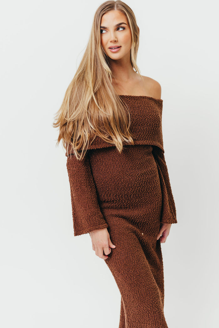 Nora Knit Maxi Dress in Chocolate Brown - Bump Friendly
