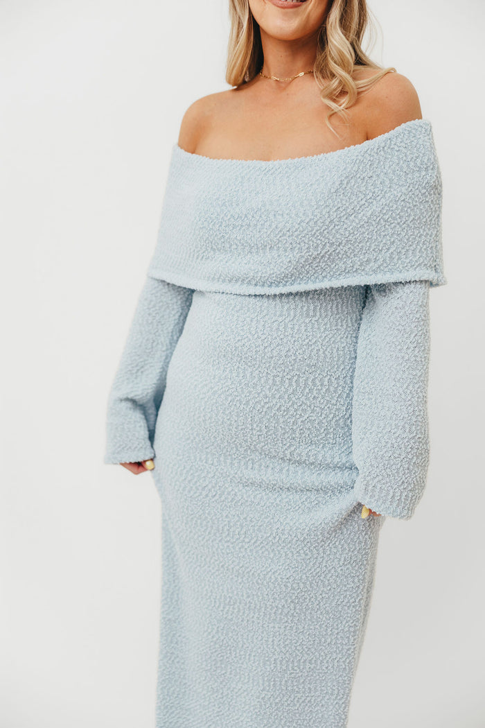 Nora Knit Maxi Dress in Dusty Blue - Bump Friendly