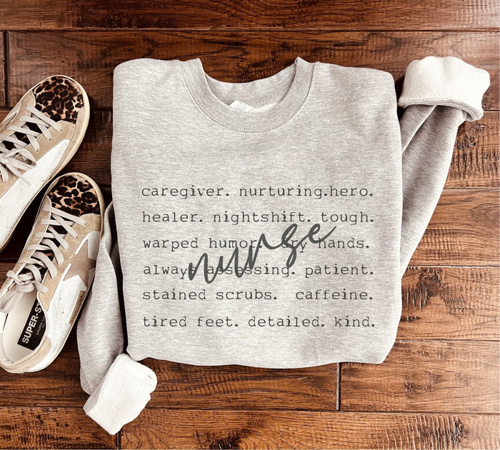 Nurse Words Sweatshirt in Three Colors