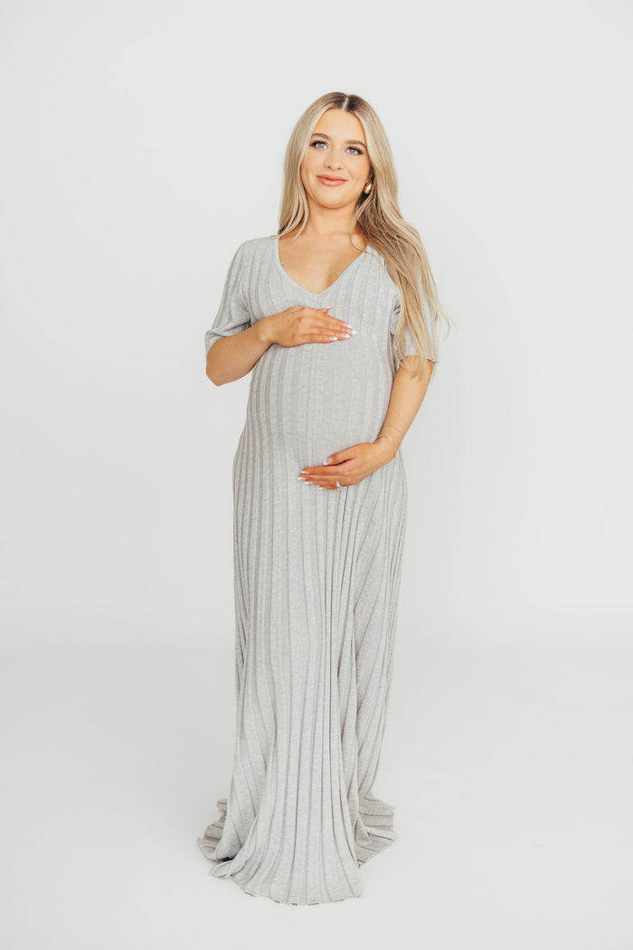 Oakley Ribbed Maxi Dress in Heather Grey -Bump Friendly *Final-Sale*