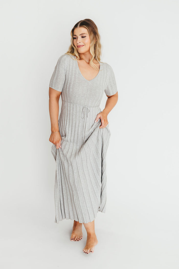 Oakley Ribbed Maxi Dress in Heather Grey -Bump Friendly *Final-Sale*