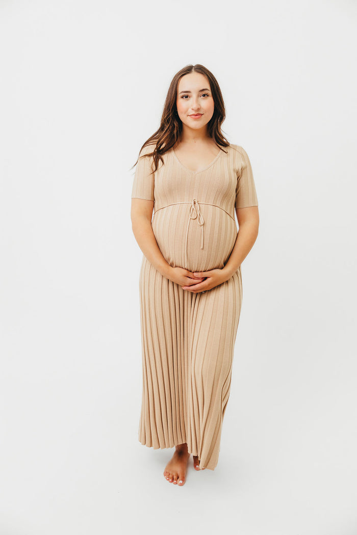 Oakley Ribbed Maxi Dress in Taupe - Bump Friendly *Final-Sale* *Final Sale*
