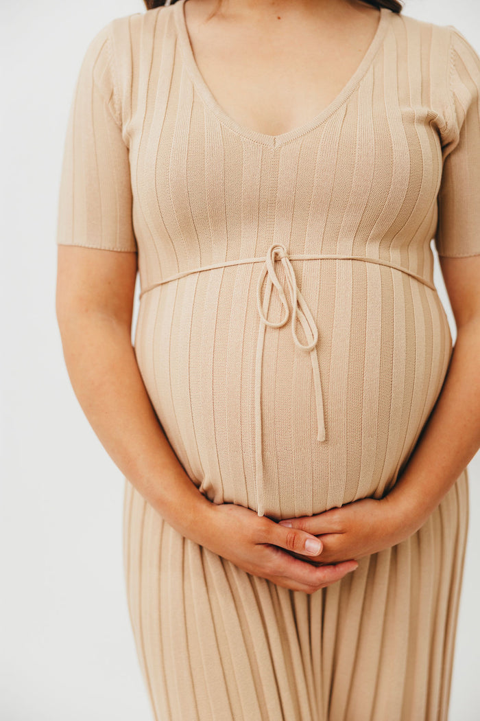 Oakley Ribbed Maxi Dress in Taupe - Bump Friendly *Final-Sale* *Final Sale*