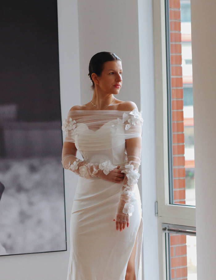 Luxury Bridal Shawl with Lace Appliqué