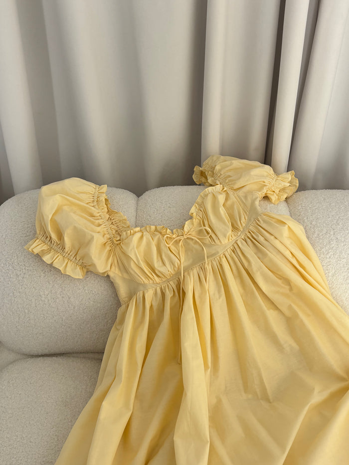 Olivia 100% Cotton Maxi Dress in Butter Yellow - Bump Friendly