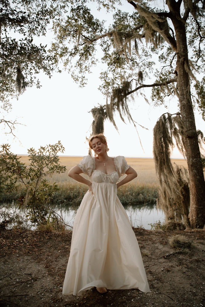 Olivia 100% Cotton Maxi Dress in Cream - Bump Friendly