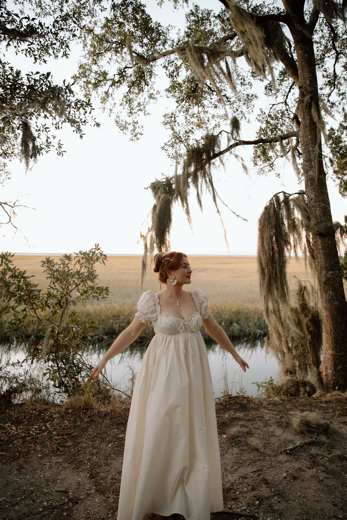 Olivia 100% Cotton Maxi Dress in Cream - Bump Friendly