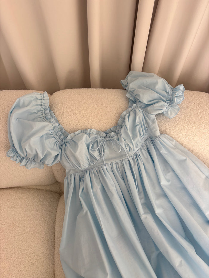 Olivia 100% Cotton Maxi Dress in Light Blue - Bump Friendly