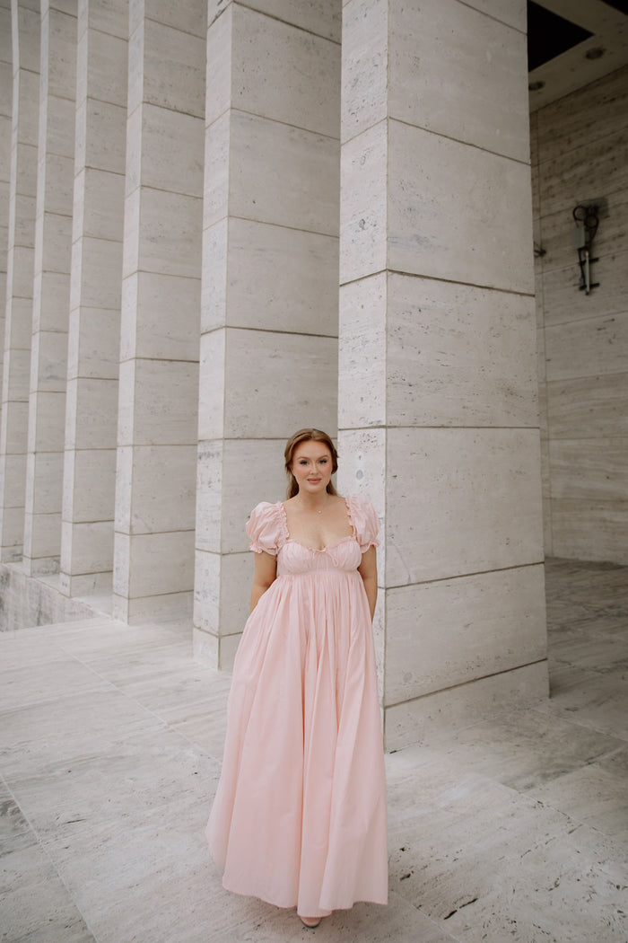 Olivia 100% Cotton Maxi Dress in Pale Pink - Bump Friendly