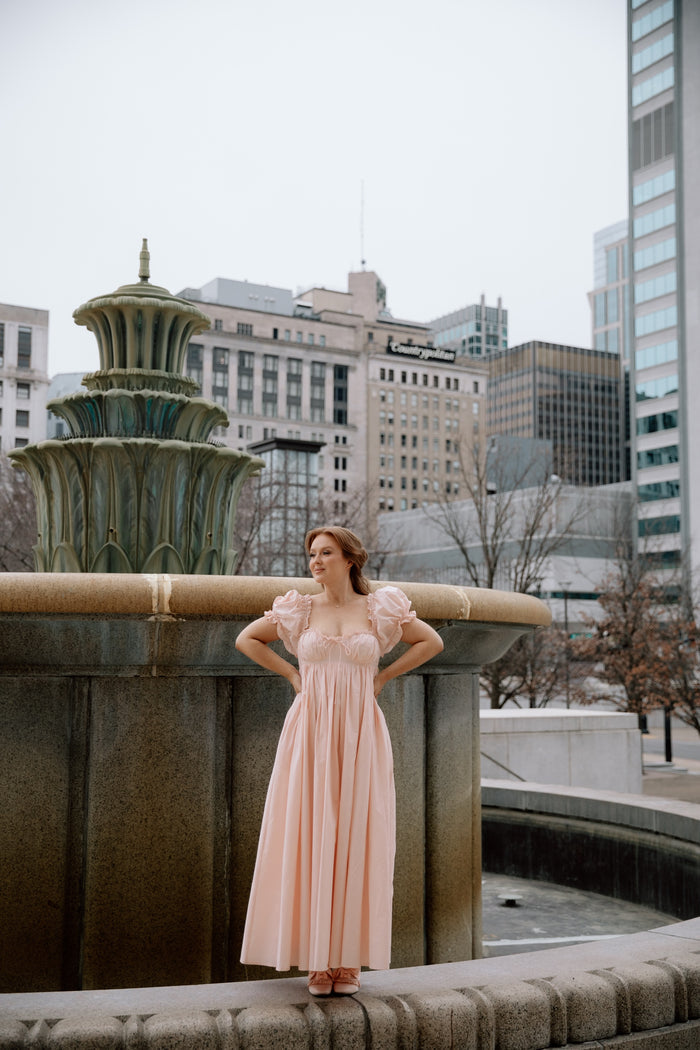 Olivia 100% Cotton Maxi Dress in Pale Pink - Bump Friendly