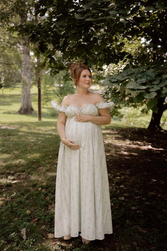 Olivia Floral Maxi Dress in Cottage Sage - Bump Friendly & Size Inclusive *9/15 PRE-ORDER*