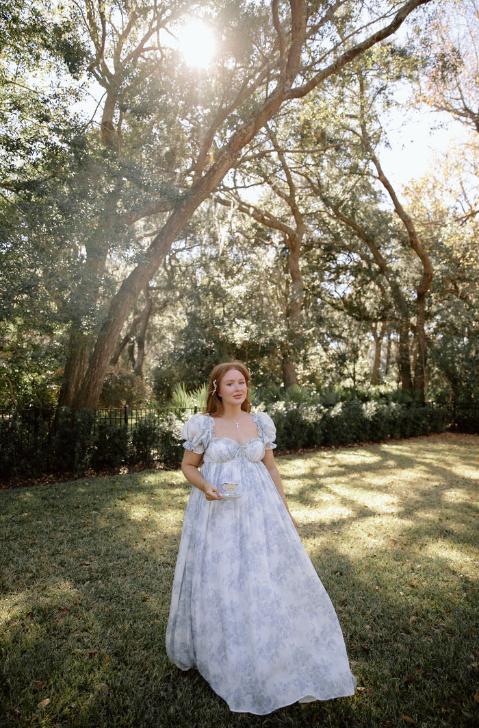 Olivia Maxi Dress in Blue Floral - Bump Friendly