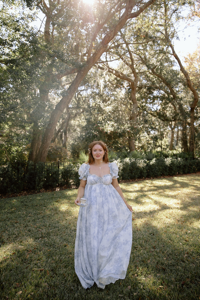 Olivia Maxi Dress in Blue Floral - Bump Friendly