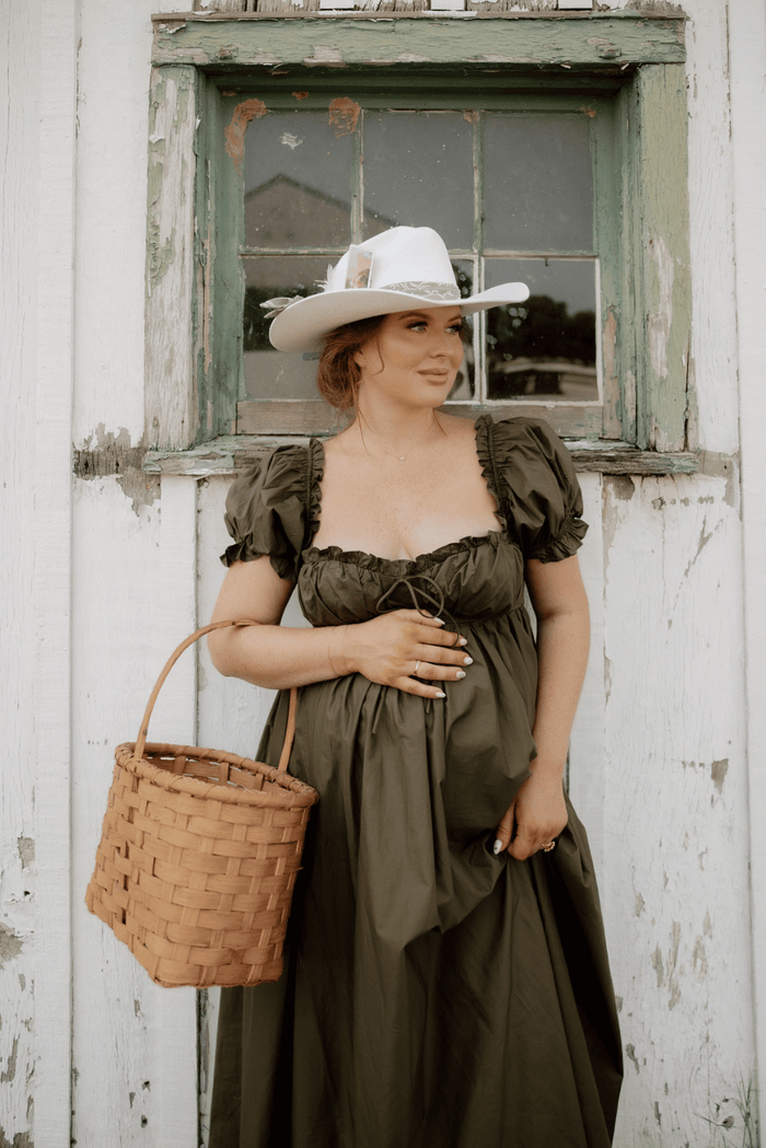 Olivia Maxi Dress in Dusty Olive - Bump Friendly/ Inclusive Sizing