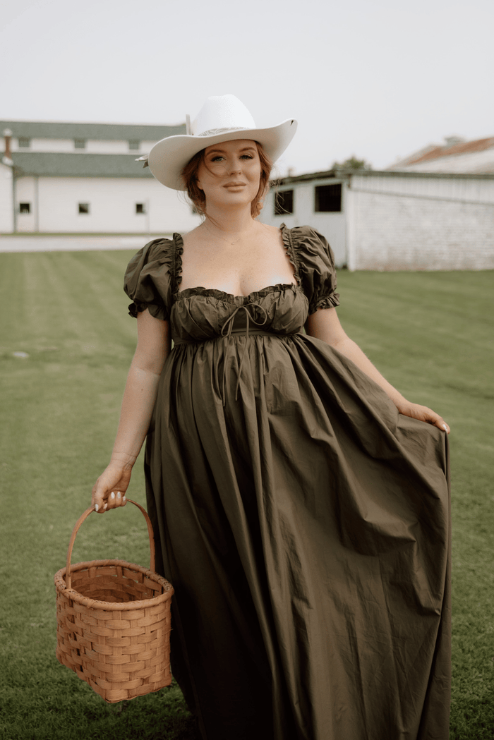 Olivia Maxi Dress in Dusty Olive - Bump Friendly/ Inclusive Sizing