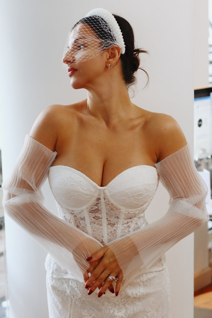 Oversized Pleated Organza Wedding Sleeves