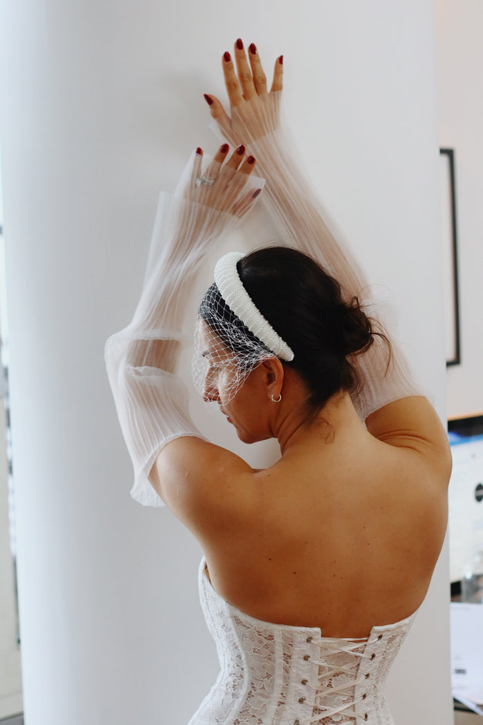 Oversized Pleated Organza Wedding Sleeves