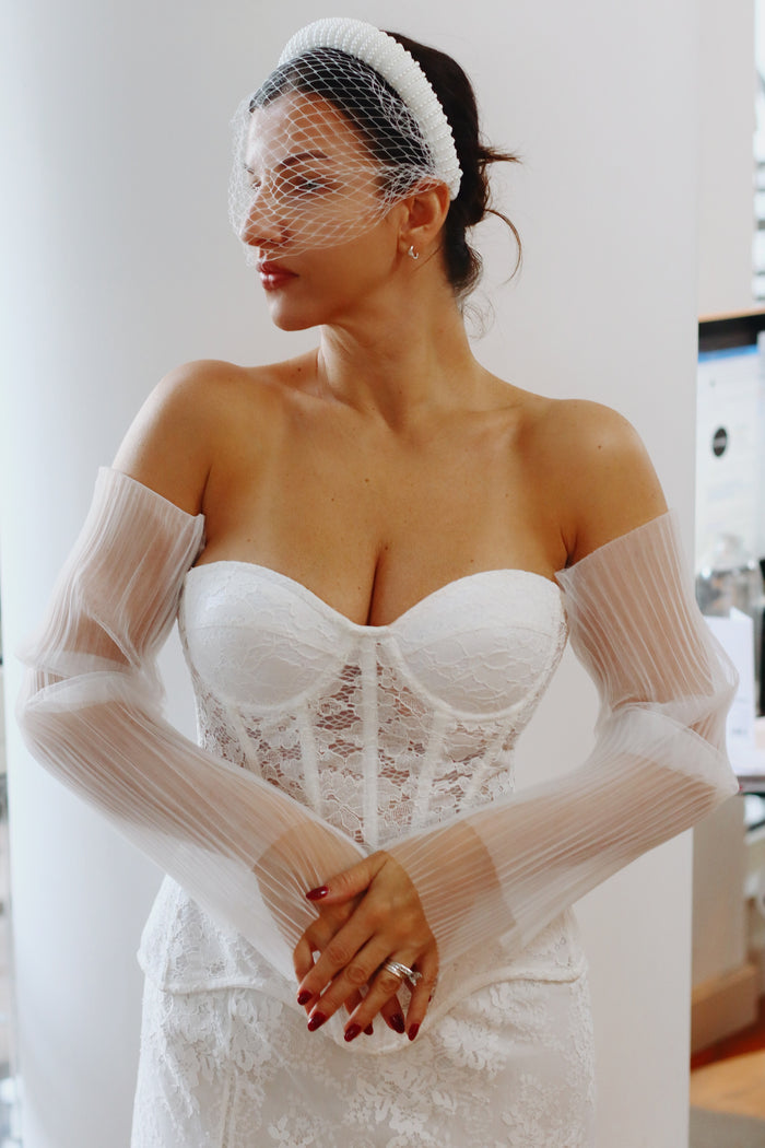 Oversized Pleated Organza Wedding Sleeves