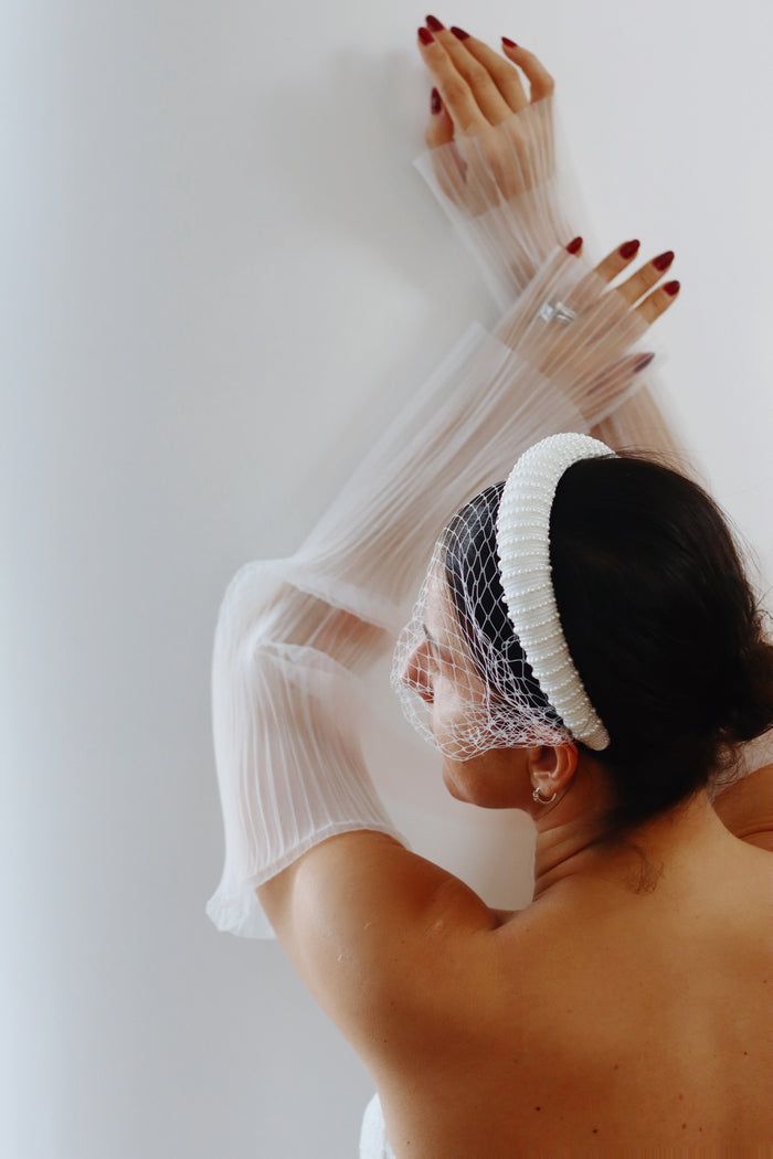 Oversized Pleated Organza Wedding Sleeves