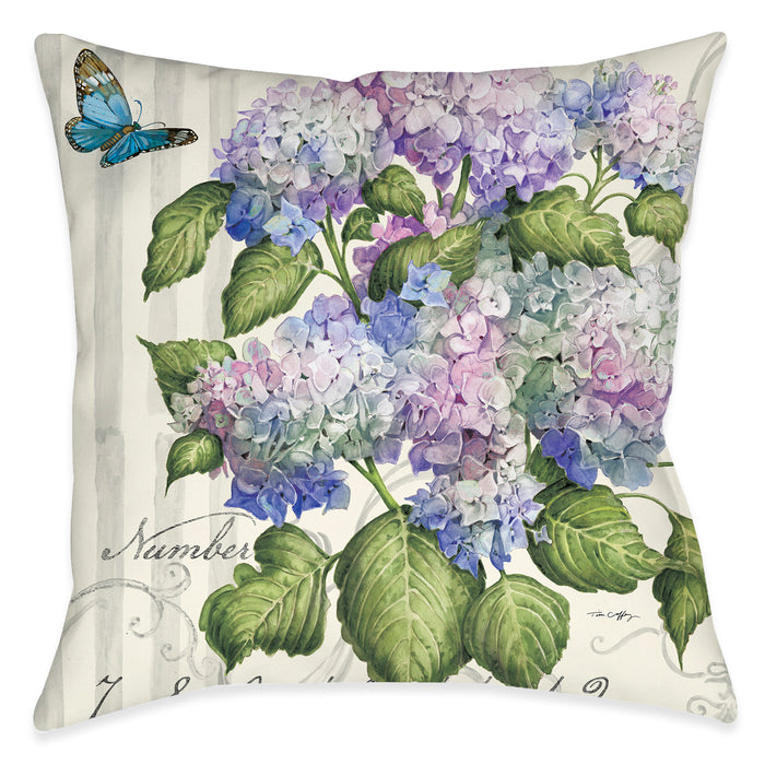 Papillon Hydrangea Outdoor Decorative Pillow
