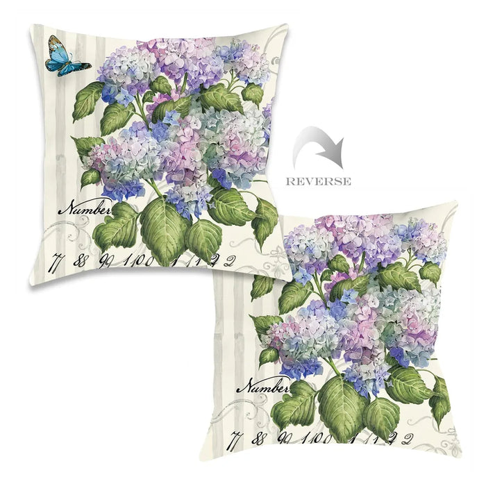 Papillon Hydrangea Outdoor Decorative Pillow