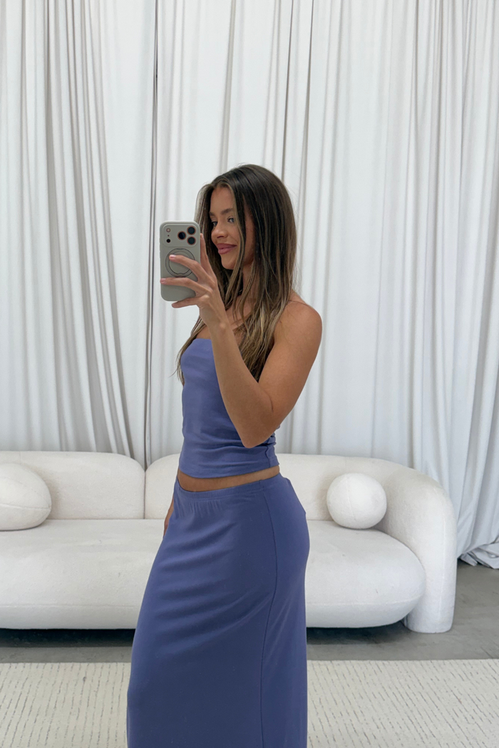 Pascale Tube Top and Maxi Skirt Set in Dark Periwinkle