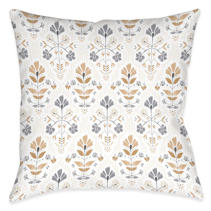 Peaceful Elegance Floral Outdoor Decorative Pillow
