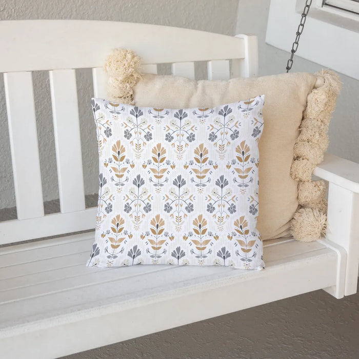 Peaceful Elegance Floral Outdoor Decorative Pillow