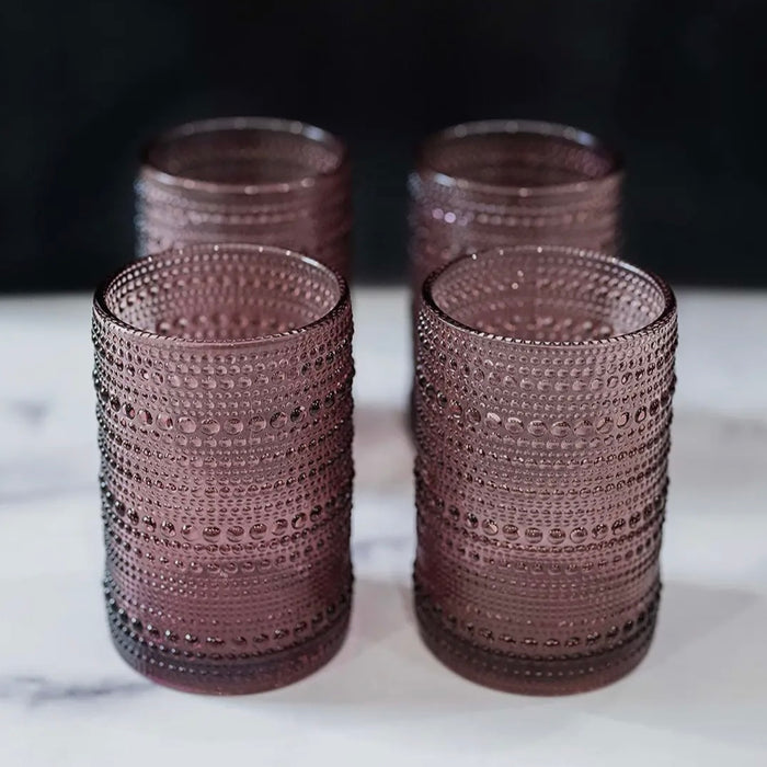 Pink Hobnail Drinking Glass