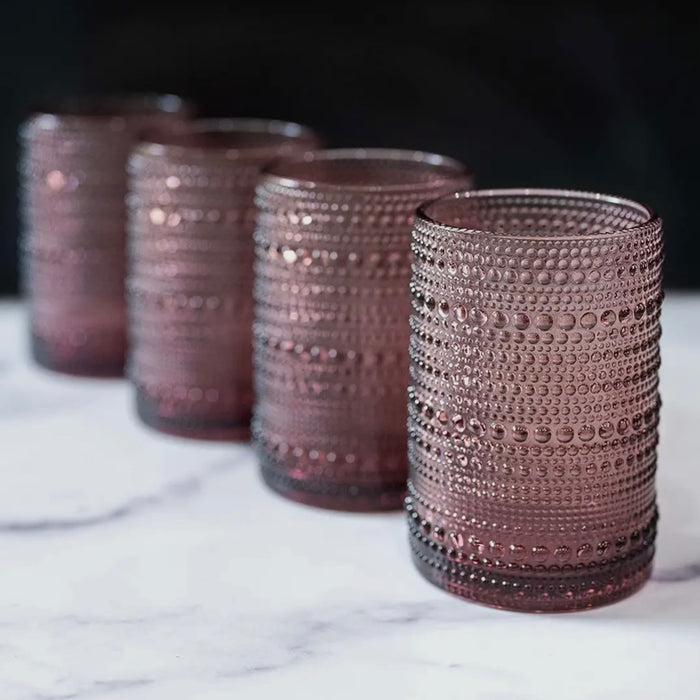 Pink Hobnail Drinking Glass