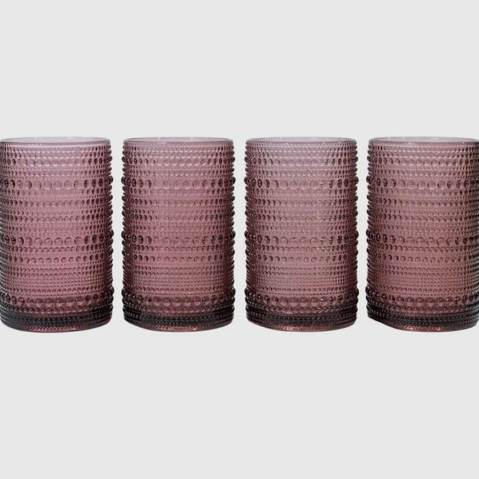Pink Hobnail Drinking Glass