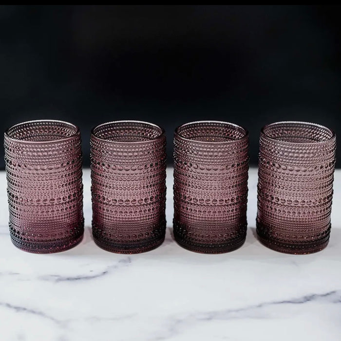 Pink Hobnail Drinking Glass