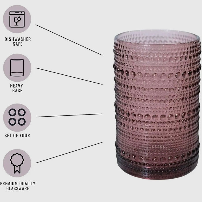 Pink Hobnail Drinking Glass