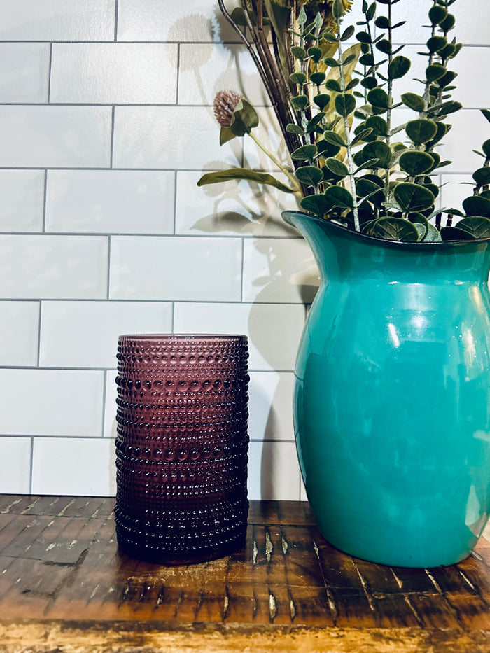 Pink Hobnail Drinking Glass