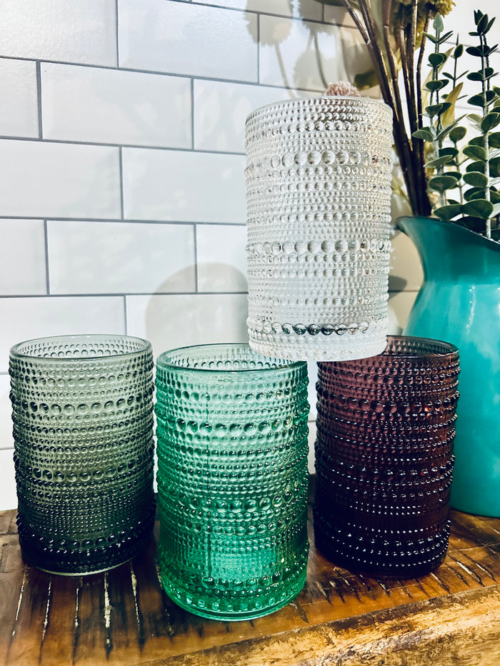 Pink Hobnail Drinking Glass