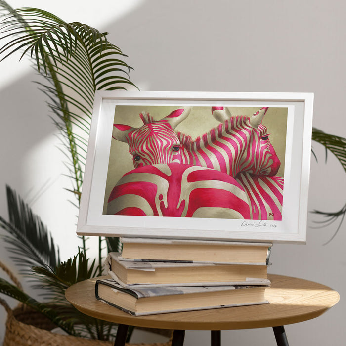Pink Zebra Signed Print